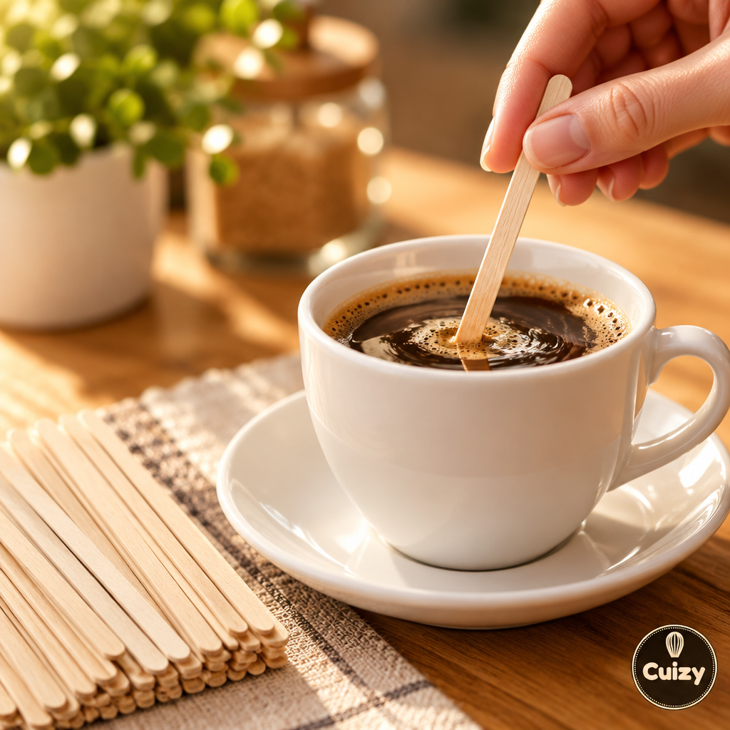 Touilleur remuant une tasse de café