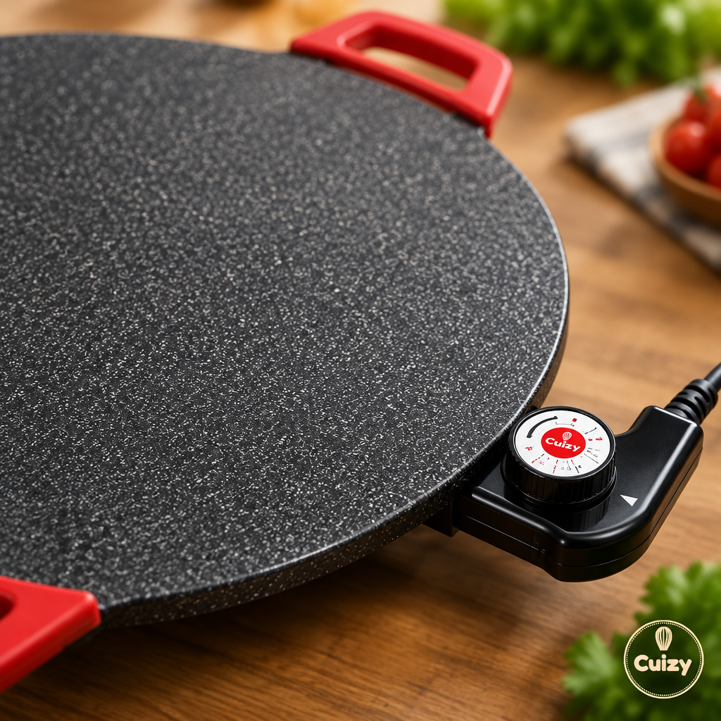 Gros plan sur la surface de cuisson de la plancha