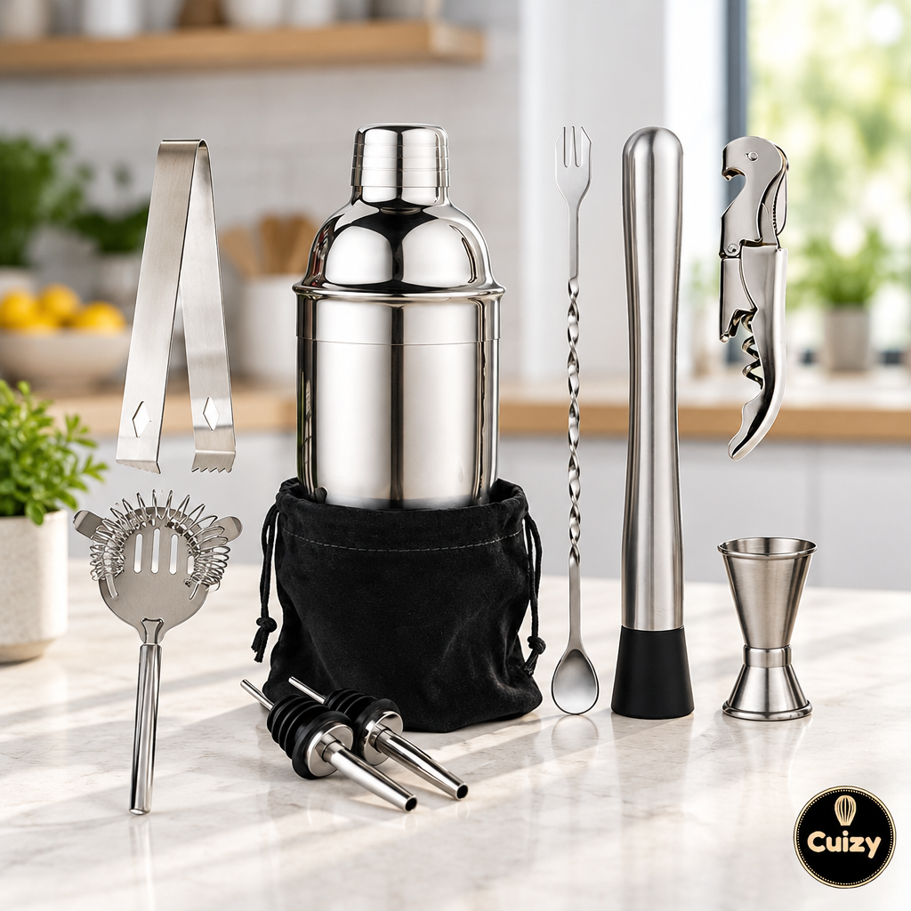 Kit barman inox shaker et accessoires Cuizy Mixology