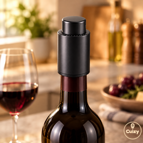 Bouchon sous vide refermant une bouteille de vin
