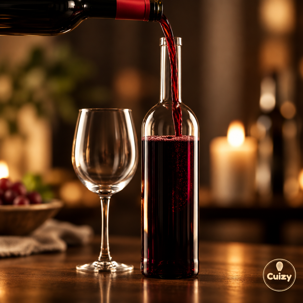 Carafe en verre remplie de vin rouge