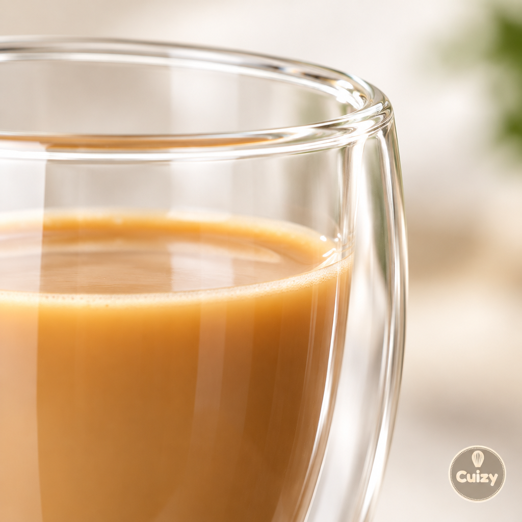 Détail double paroi de la tasse en verre