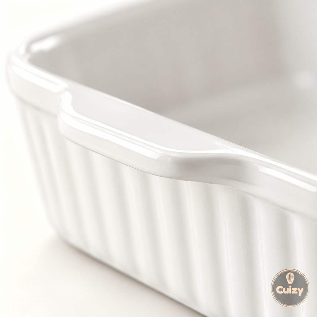Détail des poignées du plat à four