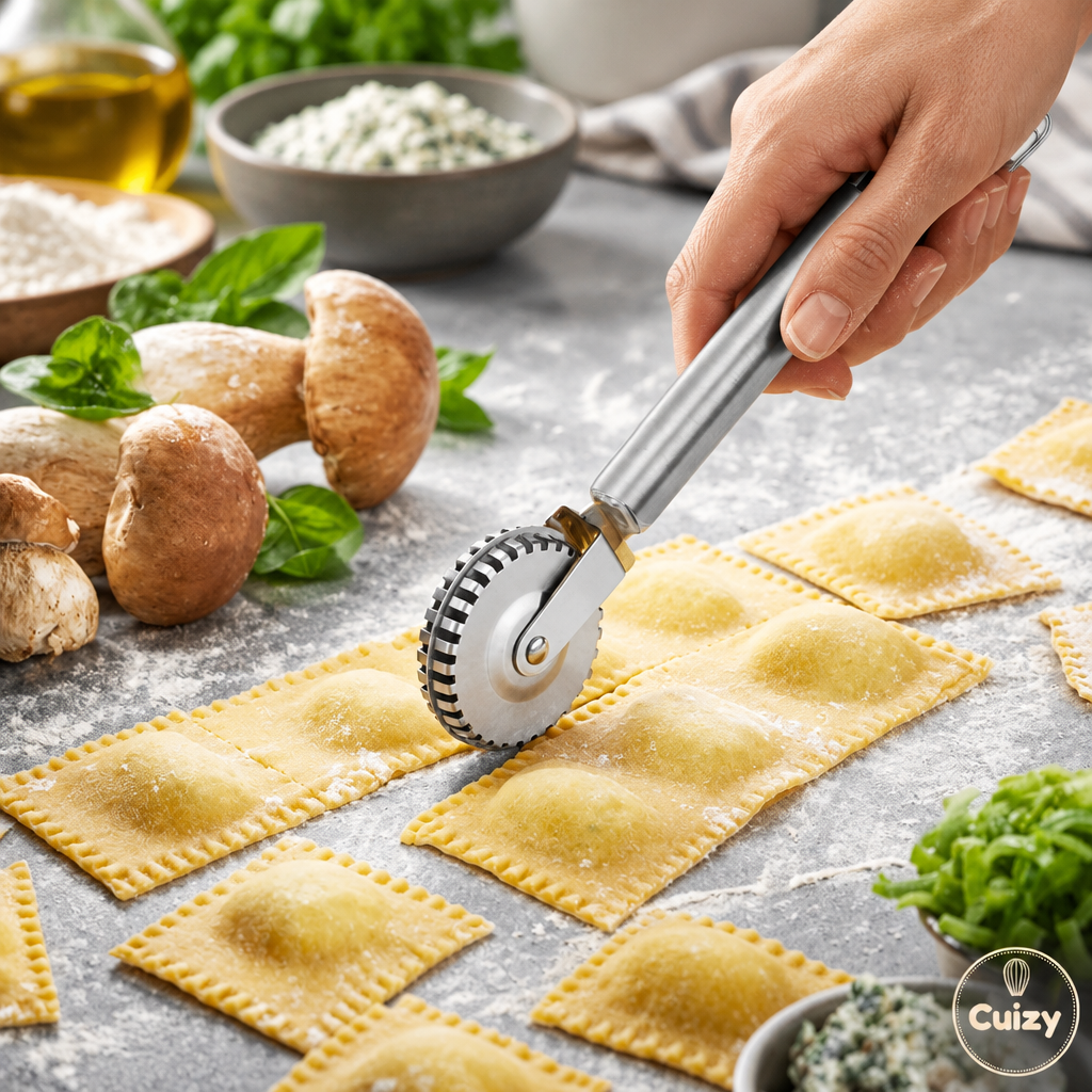 Roulette à raviolis en utilisation