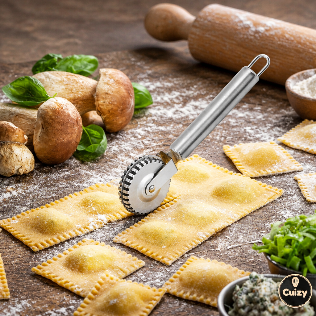 Roulette à raviolis avec raviolis frais