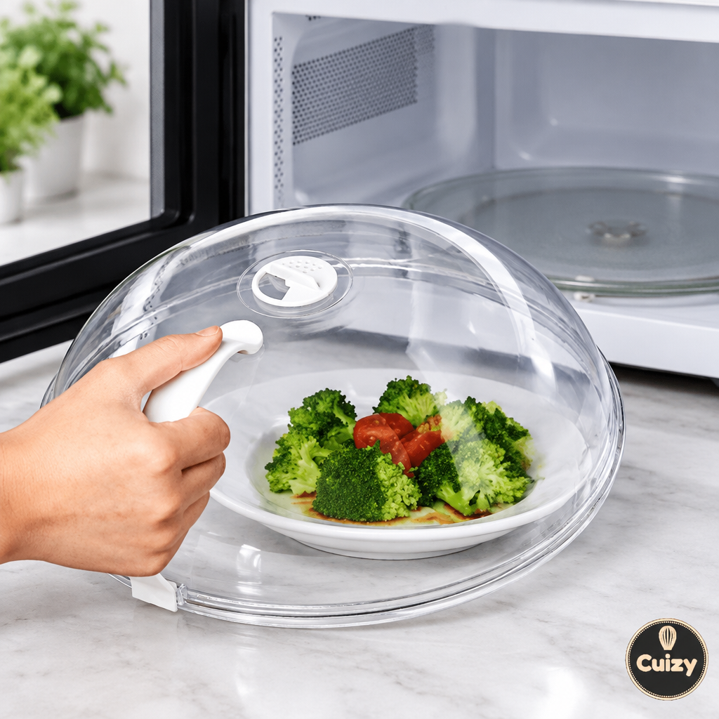 Cloche micro-ondes sur une assiette