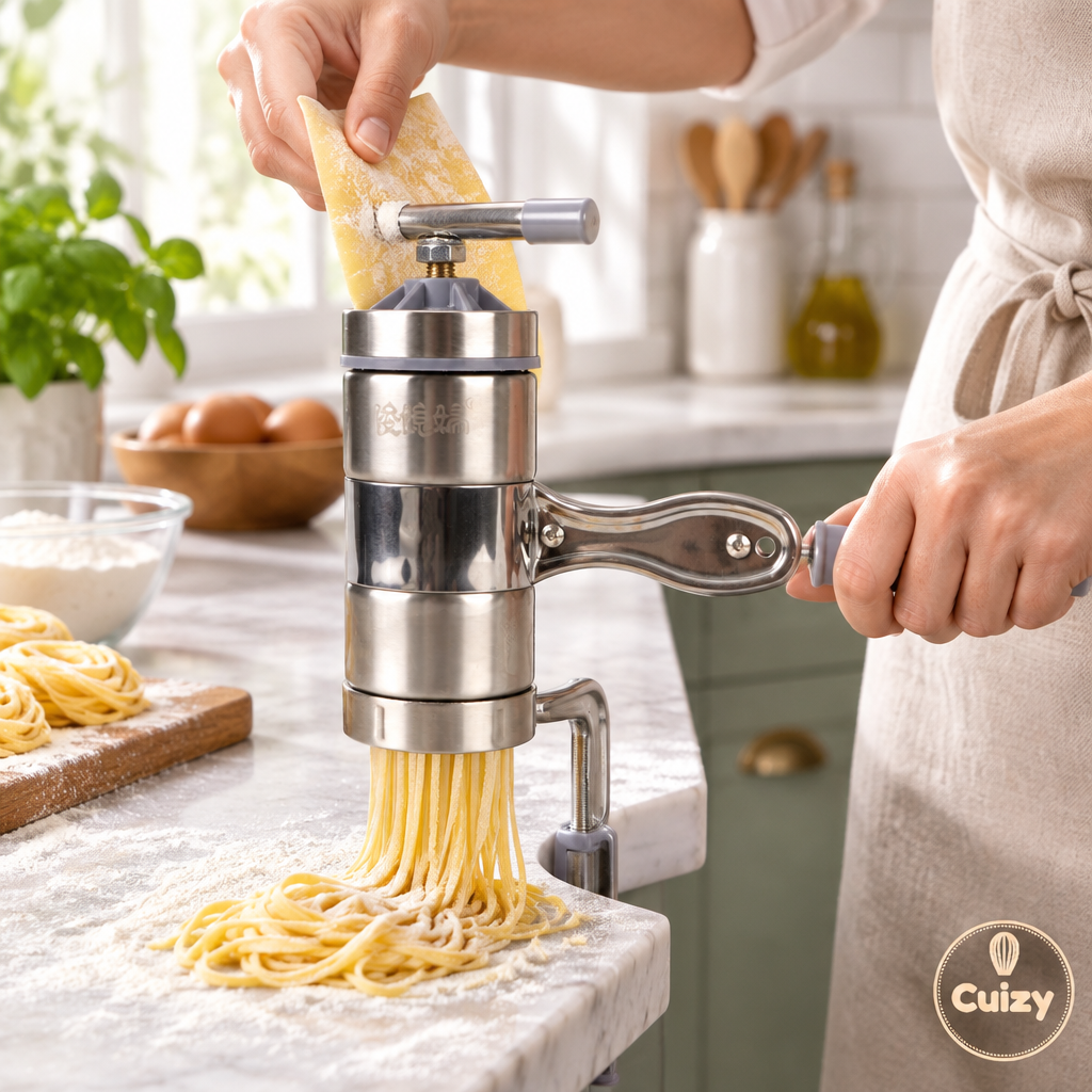 Machine à pâtes en utilisation