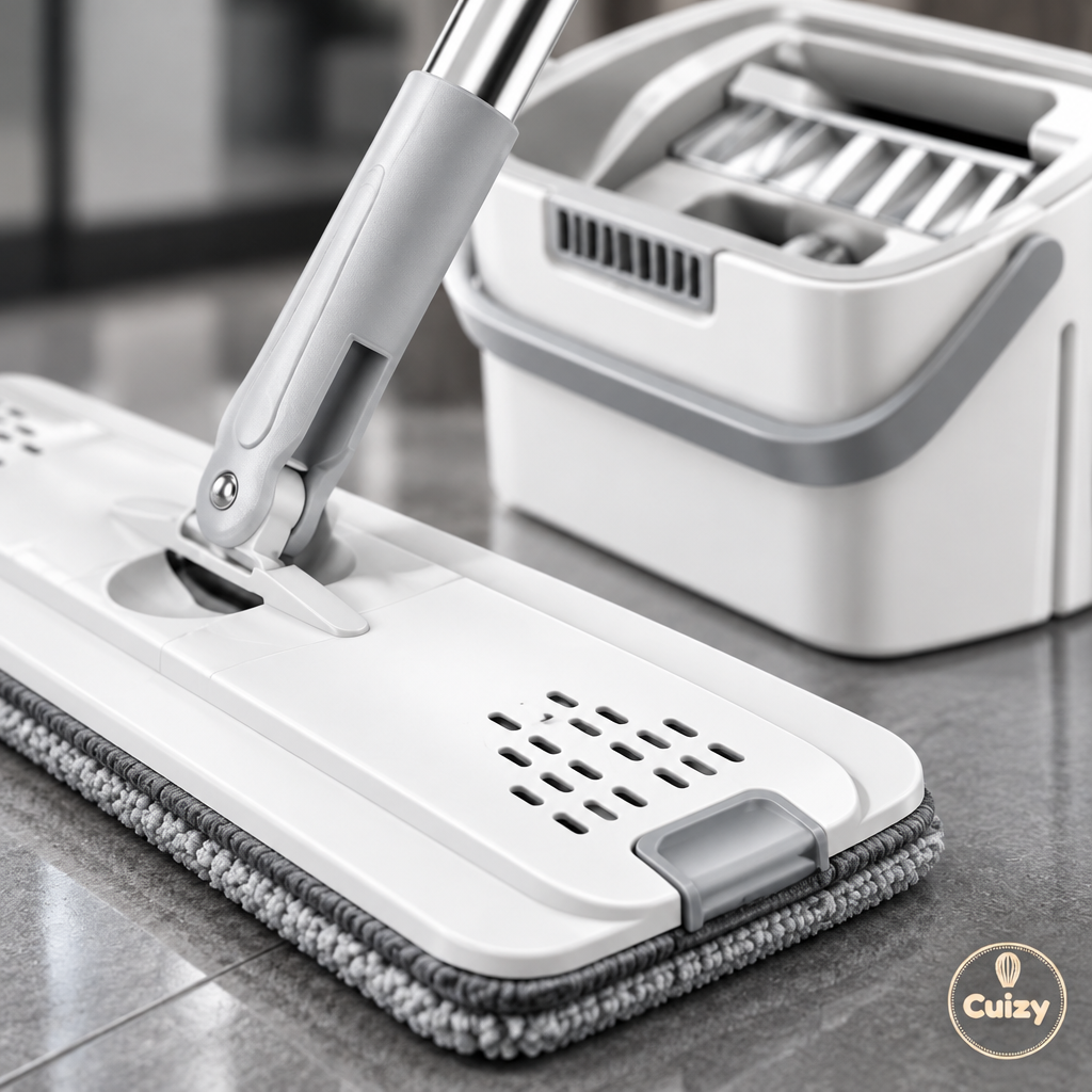 Détail de la tête microfibre et du seau essoreur