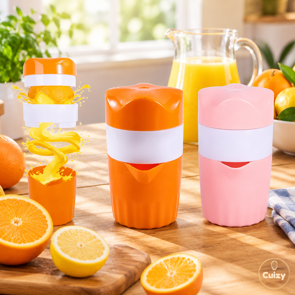 Presse-agrumes avec agrumes et carafe de jus