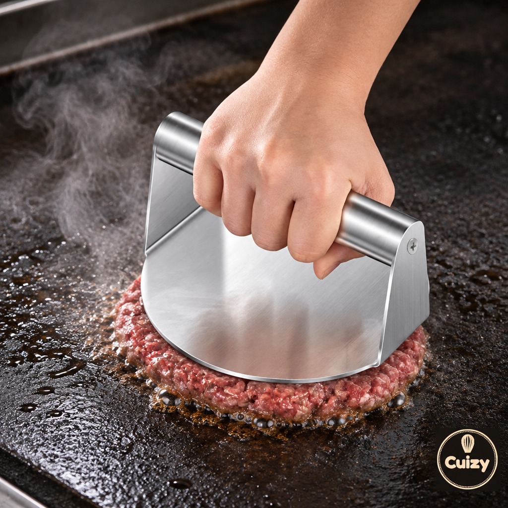 Presse à smash burger sur la plancha