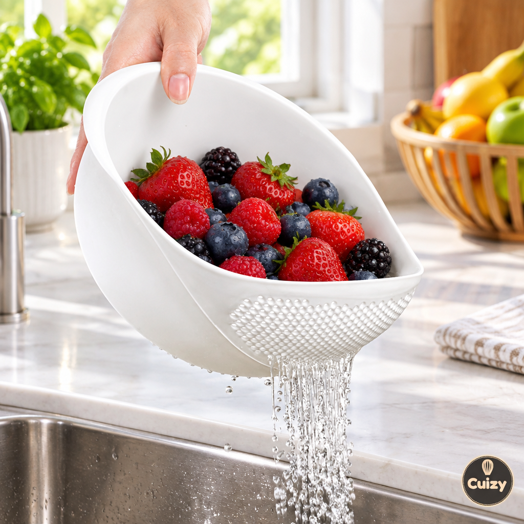 Bol passoire avec fruits lavés