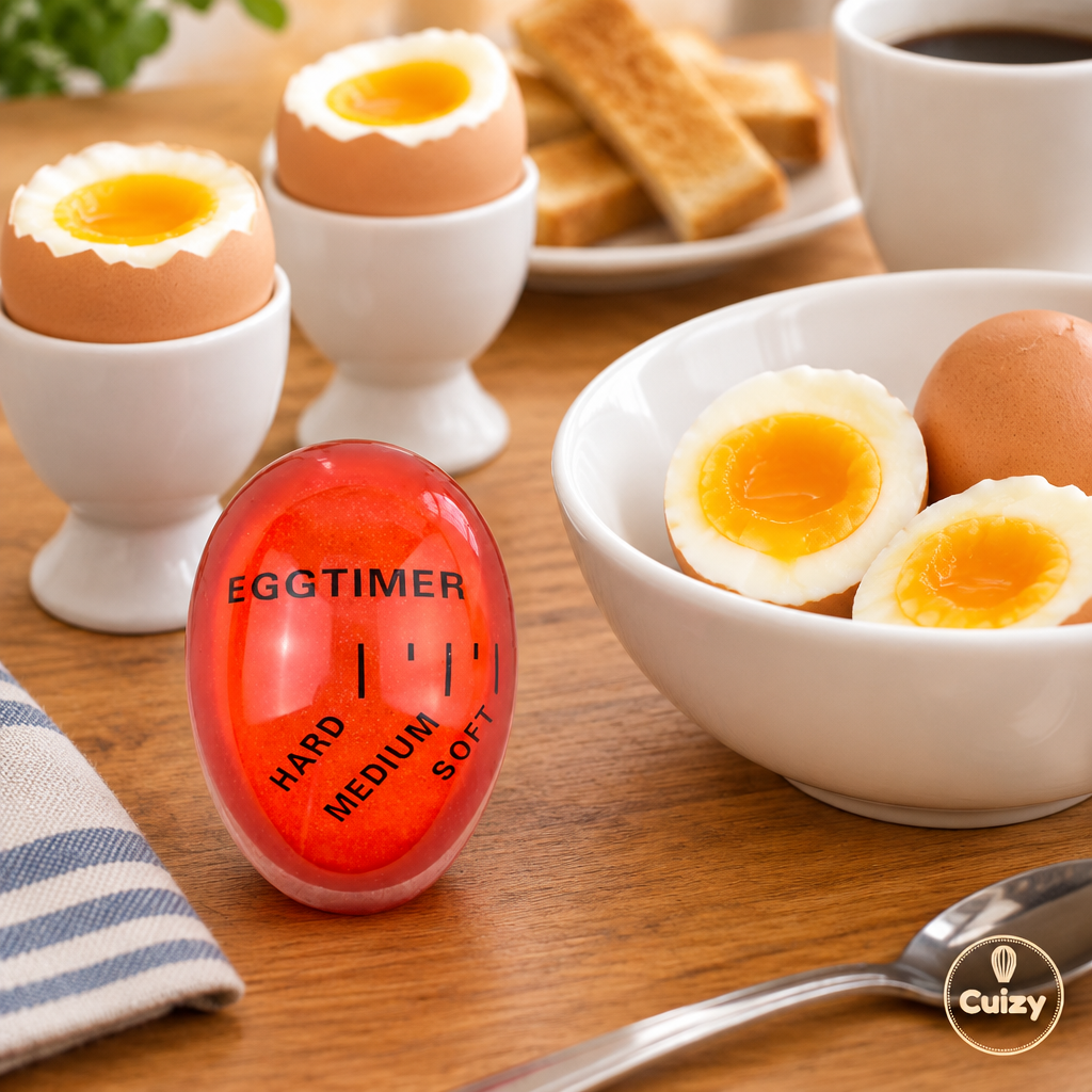 Minuteur d'œufs sur la table du petit-déjeuner