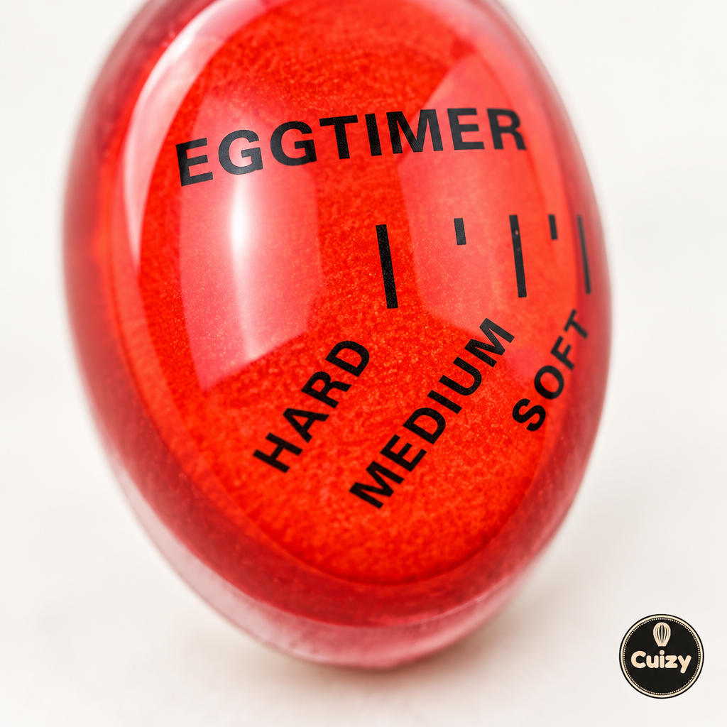 Détail du minuteur d'œufs rouge