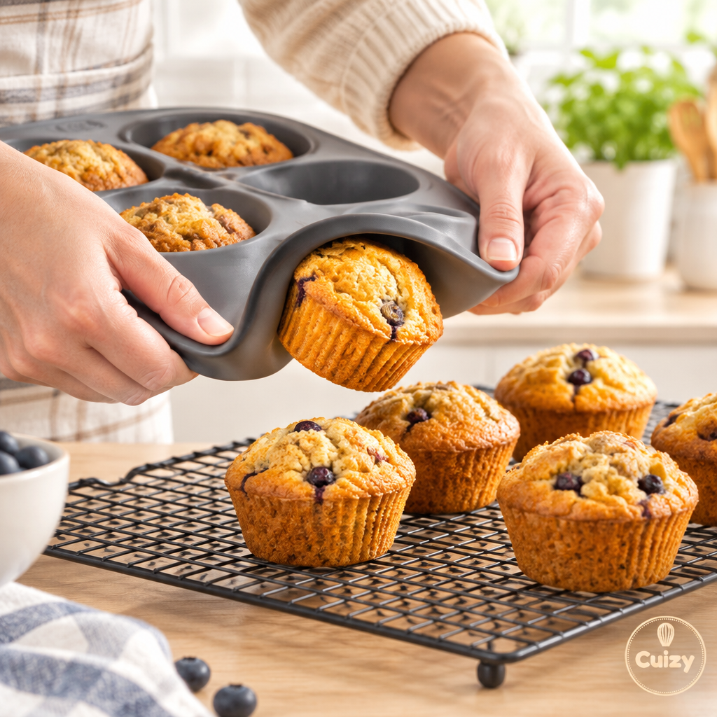 Démoulage de muffins avec le moule silicone
