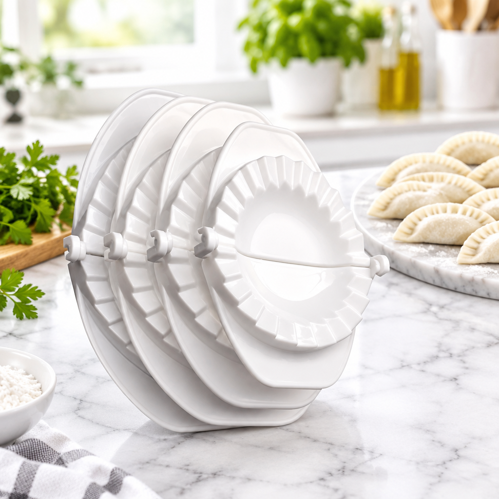 Presse à raviolis et gyozas Cuizy Dumpling, 4 tailles, sur plan de travail en marbre