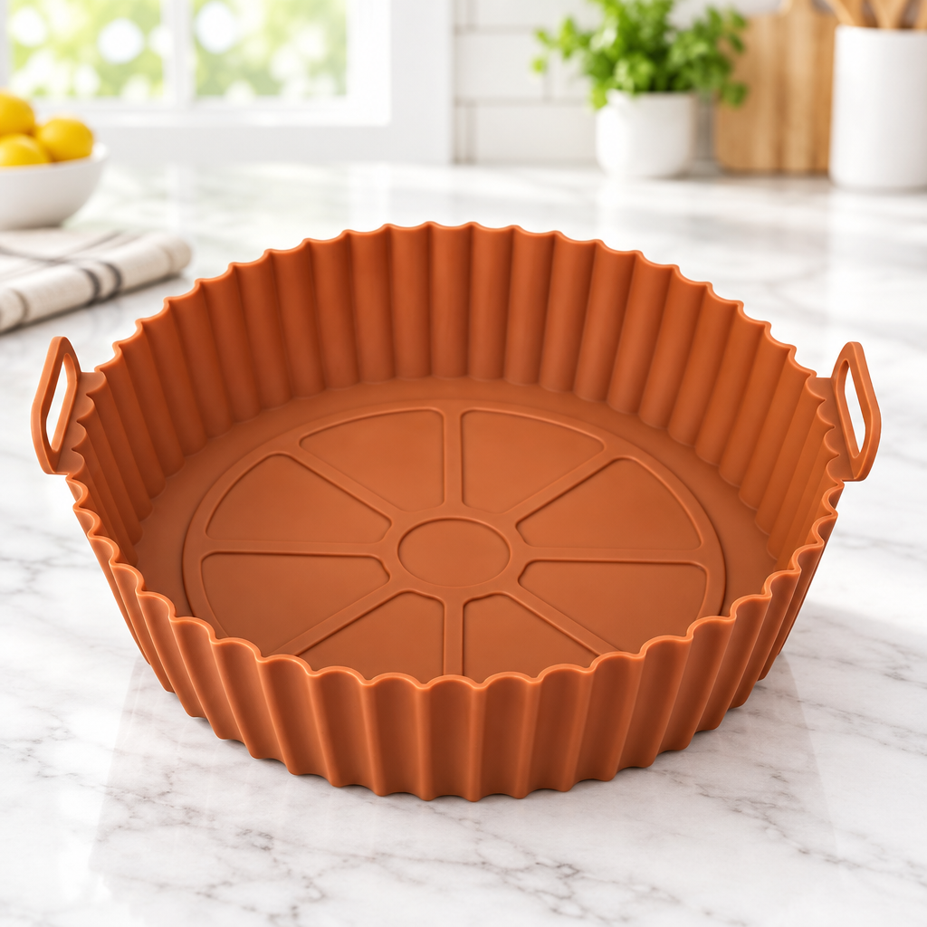 Panier en silicone réutilisable Cuizy Guard pour friteuse à air, marron