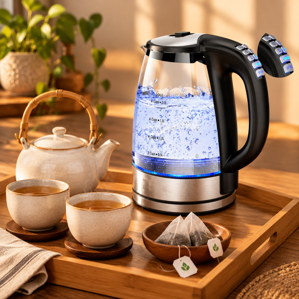 Cuizy Kettle Pro bouilloire en verre vue rapprochée