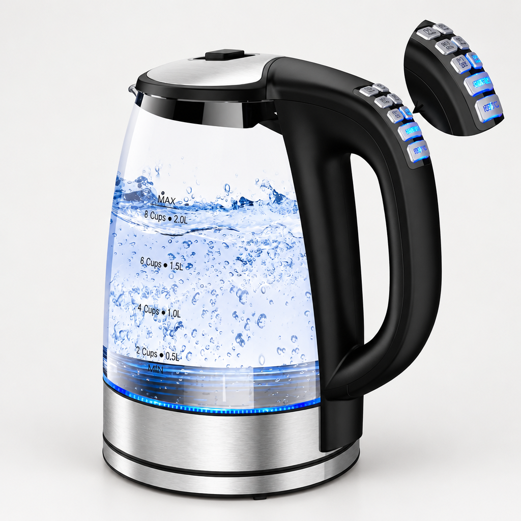 Cuizy Kettle Pro bouilloire en verre sur fond clair