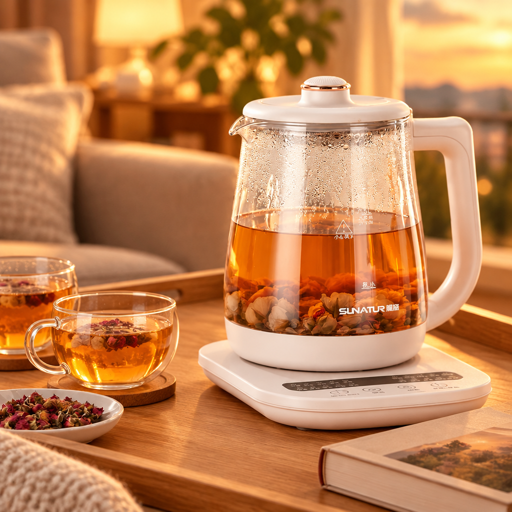 Cuizy Tea bouilloire en verre vue rapprochée