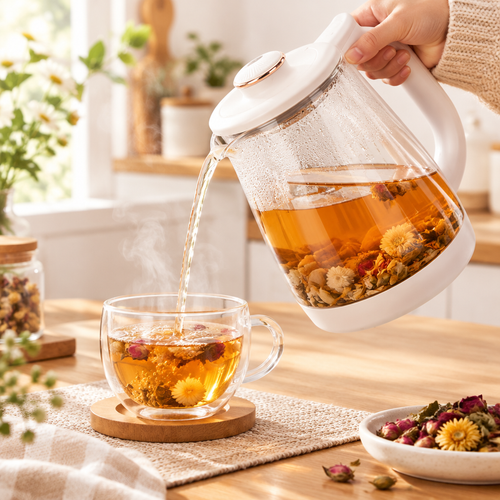 Cuizy Tea bouilloire en verre en situation dans la cuisine