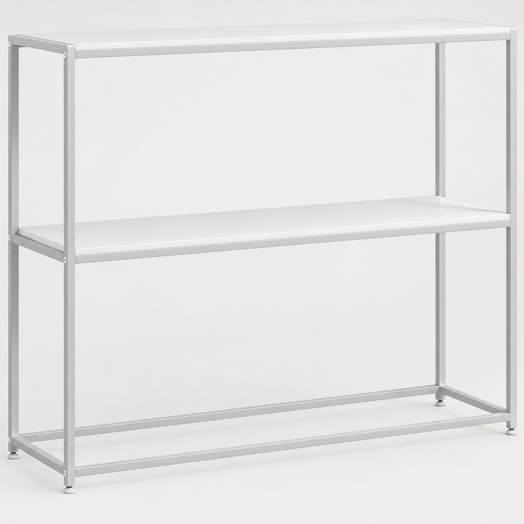Console Cuizy blanche 2 étagères sur fond clair