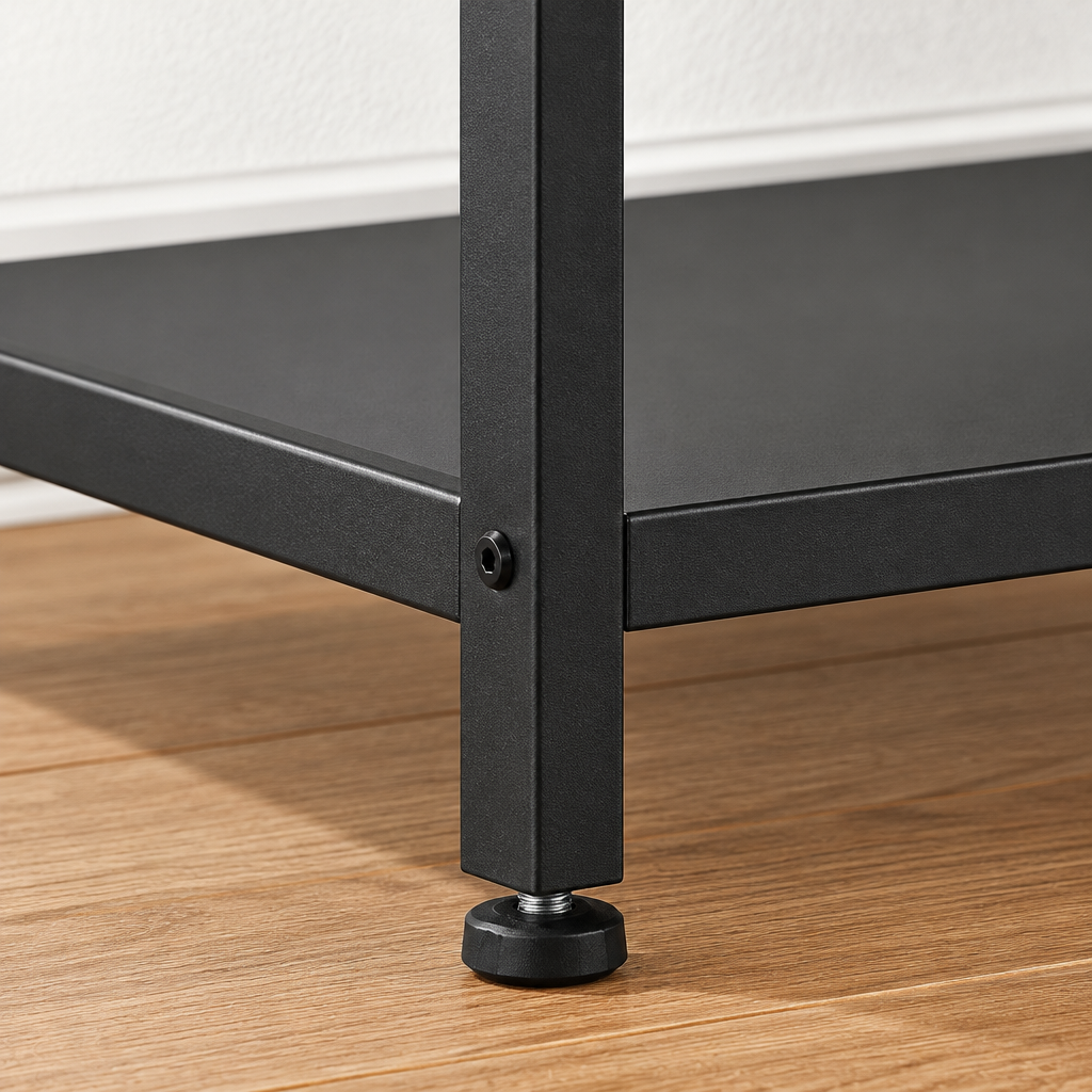Console Cuizy acier noir 2 étagères vue rapprochée des matériaux