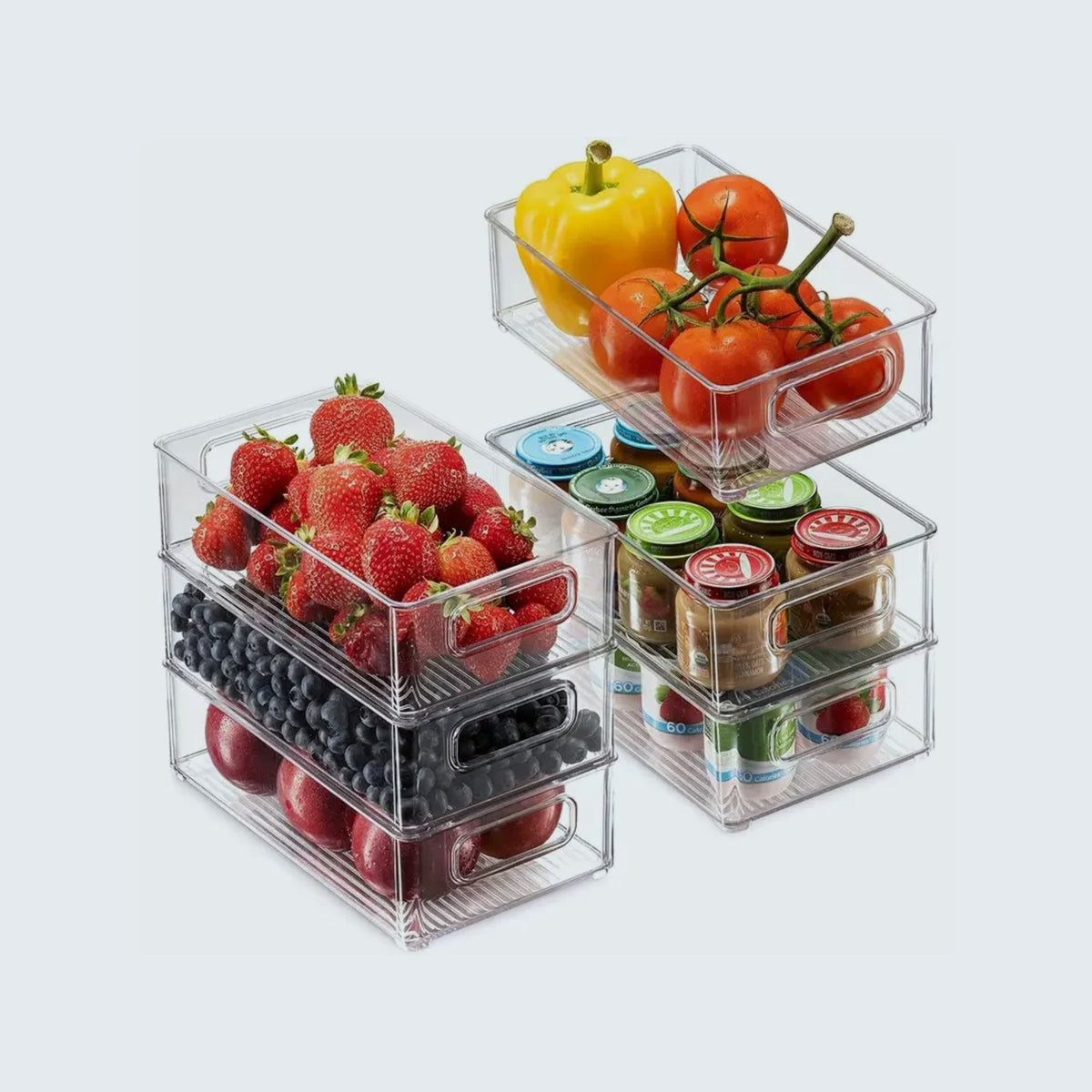 Bac de rangement transparent pour frigo Cuizy Bin sur fond neutre