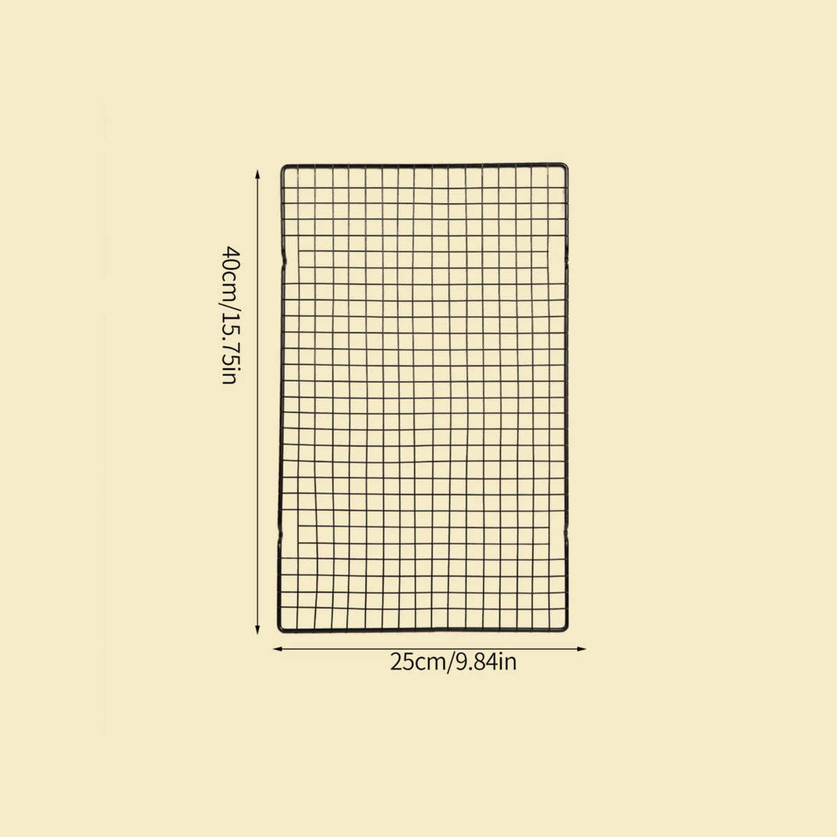 Grille de refroidissement pâtisserie 40 × 25 cm sur fond neutre