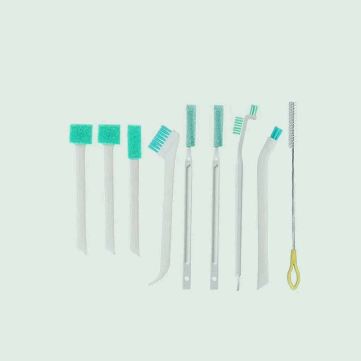 Kit de 9 brosses de nettoyage pour recoins sur fond neutre