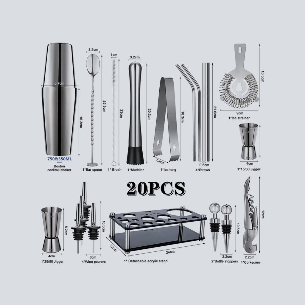 Kit shaker cocktail complet Cuizy Mix sur fond neutre